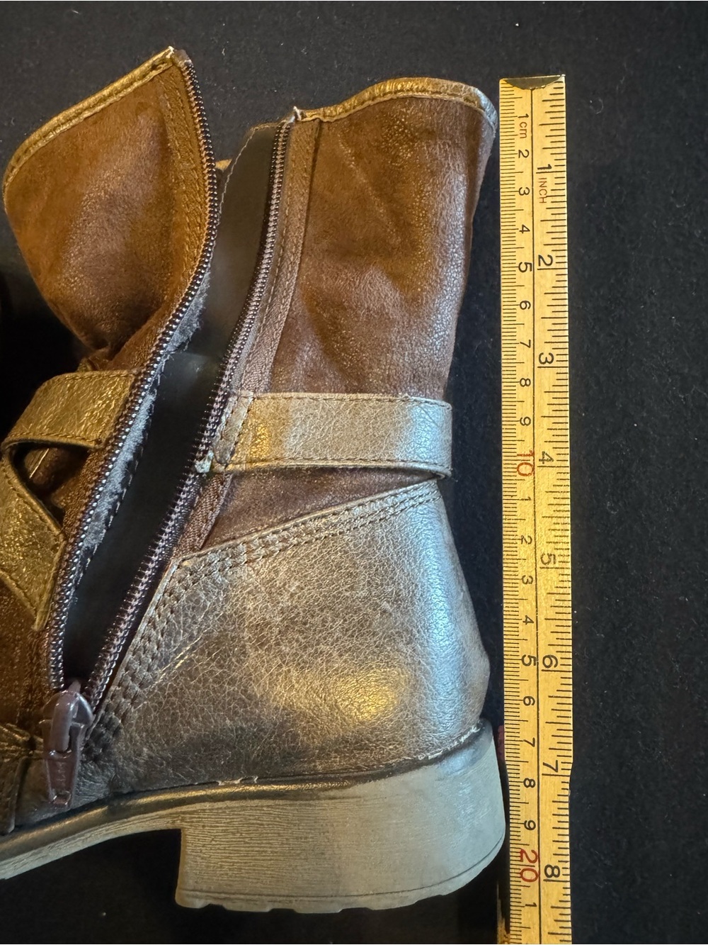 BareTraps Brown Leather & Faux Fur Suede Ankle Boots Sz 6 - Picture 12 of 14